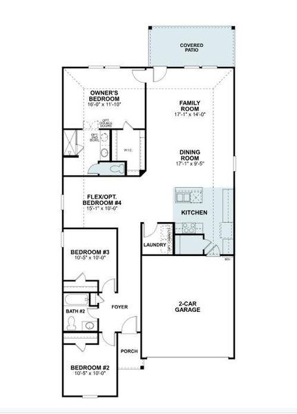 2D floor plan layout of this home in Marble Creek Crossing, Austin, TX (Image 4).