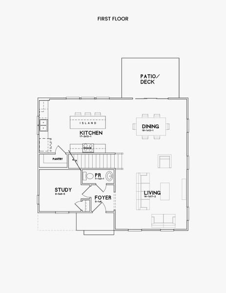 2D floor plan layout for the Lily by Red Cedar Homes in Cedars at First Street, Huntersville, NC (Image 2).