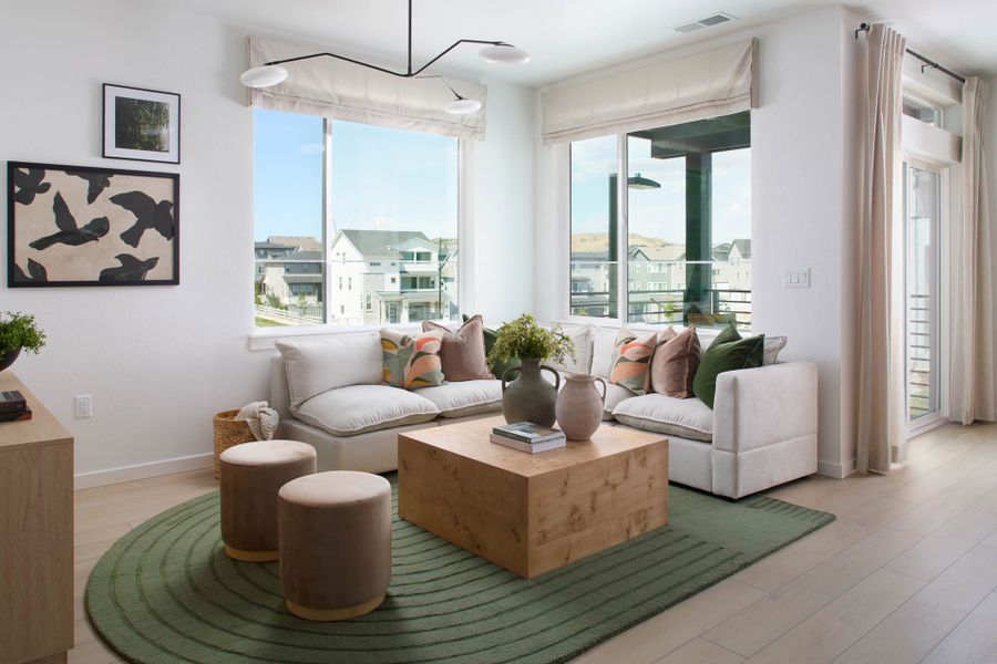 Representative furnished interior of a home built from the Payton by Lokal Homes in Lyric at RidgeGate Townhomes, Lone Tree (Image 5).