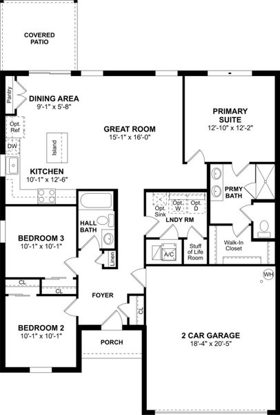 2D floor plan layout for the Azalea II by K. Hovnanian® Homes in Aspire at Marion Oaks, Ocala, FL (Image 3).