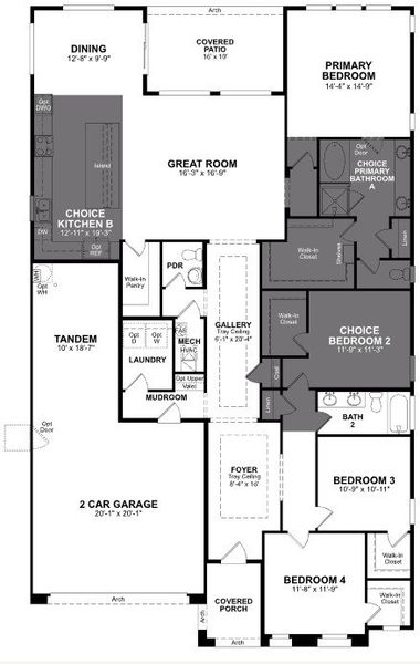 2D floor plan layout of this home in Marbella at Windrose, Waddell, AZ (Image 4).