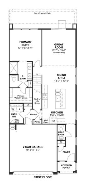 2D floor plan layout for the Seaview III - End Unit by K. Hovnanian® Homes in Aria at Silverstone, Scottsdale, AZ (Image 5).