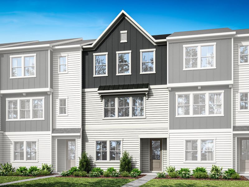 Representative exterior photo of a completed home built from the Nola by Tri Pointe Homes in Twinleaf Townes, Chapel Hill, NC (Image 17).
