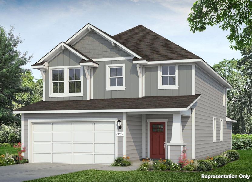 Front exterior of a new home in Applewhite Meadows, San Antonio, TX, highlighting curb appeal (Image 1). Front exterior of a new home in Applewhite Meadows, San Antonio, TX, highlighting curb appeal (Image 1).