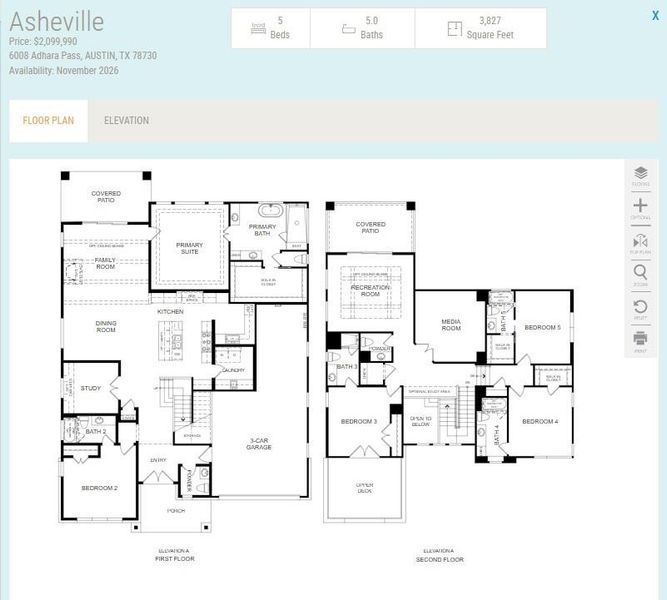 2D floor plan layout of this home in Milky Way at River Place, Austin, TX (Image 2). 2D floor plan layout of this home in Milky Way at River Place, Austin, TX (Image 2).