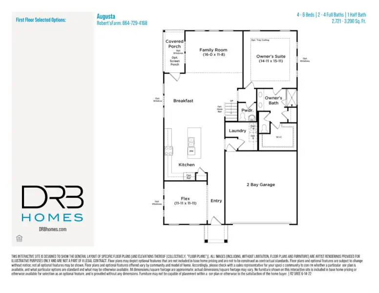 2D floor plan layout of this home in Robert's Farm, Greenville, SC (Image 4).