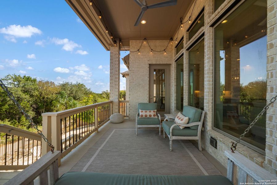Exterior details and patio area of a home in Cibolo Canyons 60', San Antonio (Image 21).