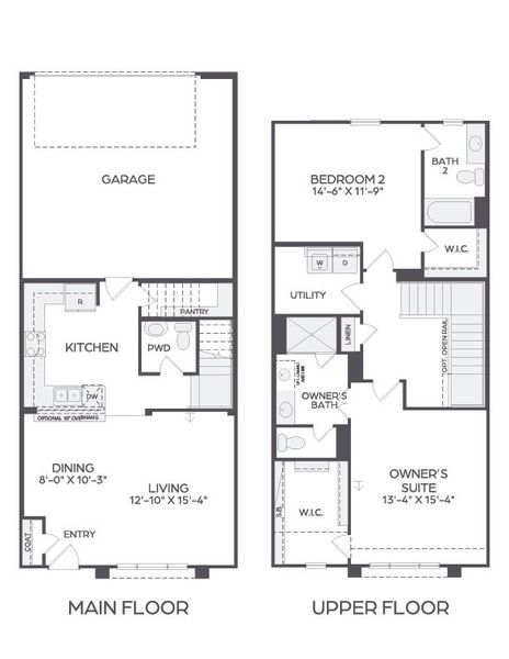 2D floor plan layout for the Brooke Modern by Cadence Homes in Karis, Crowley, TX (Image 2). 2D floor plan layout for the Brooke Modern by Cadence Homes in Karis, Crowley, TX (Image 2).
