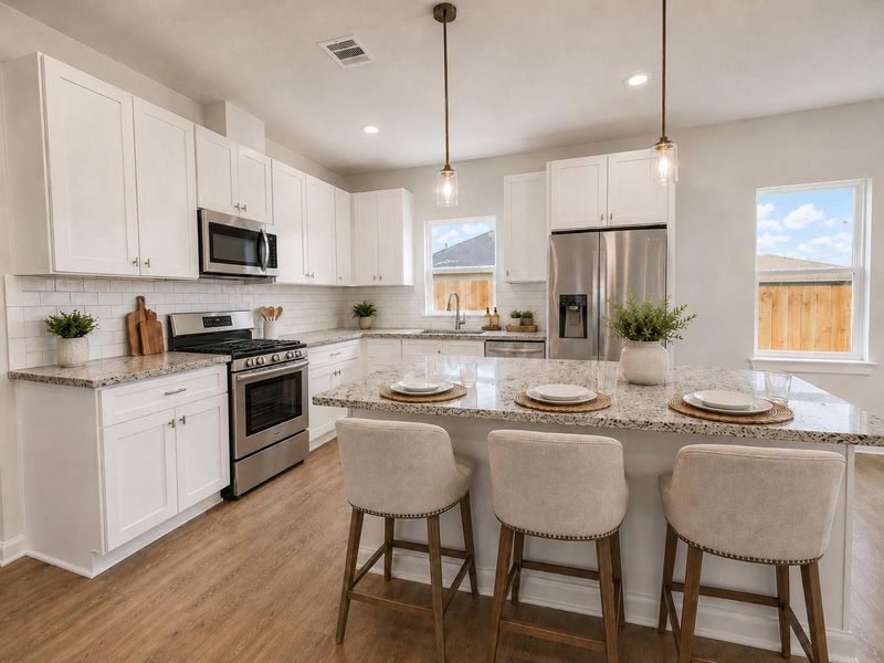 Modern Kitchen. Virtual staging for reference to showcase the floor plan potential.