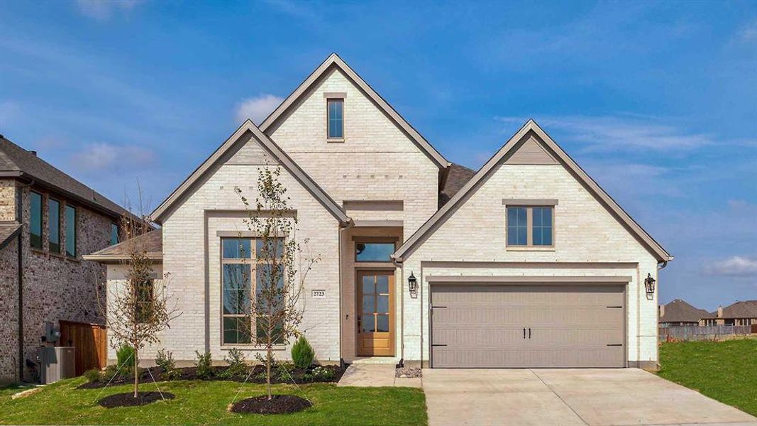 Front exterior of a new home in Devonshire 55', Forney, TX, highlighting curb appeal (Image 2). Front exterior of a new home in Devonshire 55', Forney, TX, highlighting curb appeal (Image 2).