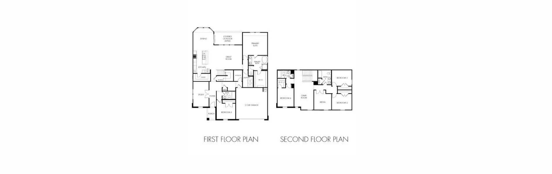 2D floor plan layout of this home in Prairie Winds - Executive Collection, Hutto, TX (Image 2). 2D floor plan layout of this home in Prairie Winds - Executive Collection, Hutto, TX (Image 2).