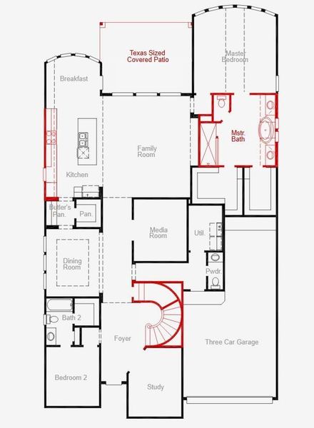 2D floor plan layout of this home in Bridgeland, Cypress, TX (Image 3).