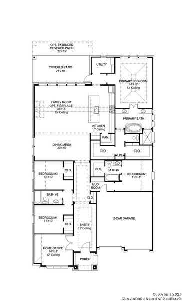 2D floor plan layout of this home in Ranches At Creekside 55', Boerne, TX (Image 2).