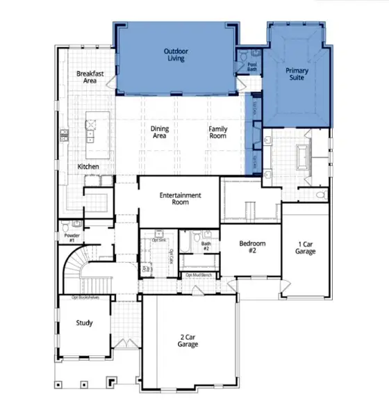 2D floor plan layout of this home in Cambridge Crossing: 74ft. lots, Celina, TX (Image 4).