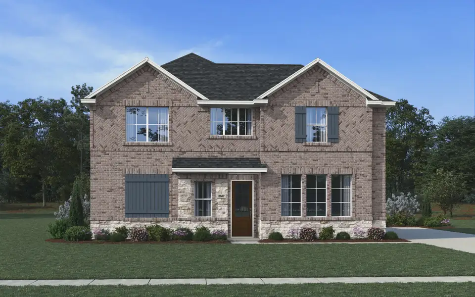 Representative exterior photo of a completed home built from the Hardin by Chesmar Homes in The Courtyards at Trinity Falls, McKinney, TX (Image 1). Representative exterior photo of a completed home built from the Hardin by Chesmar Homes in The Courtyards at Trinity Falls, McKinney, TX (Image 1).