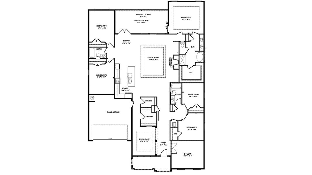 2D floor plan layout for the McKenzie by D.R. Horton in Holley Grove at Peach Creek - Waterfront Homes, Santa Rosa Beach, FL (Image 3).