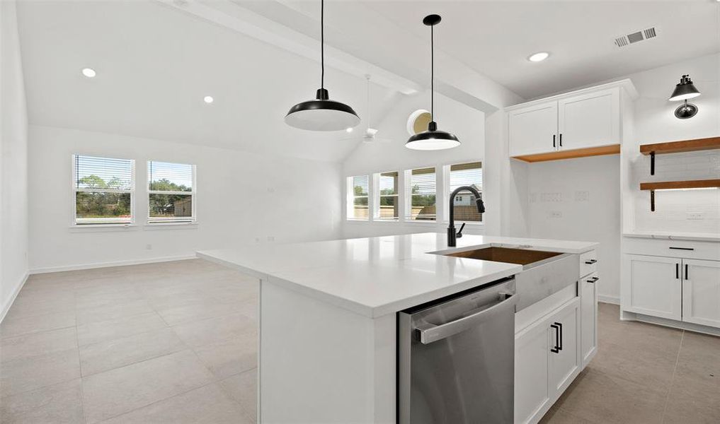 Kitchen overlooks great room