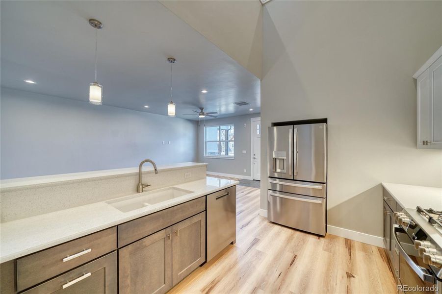 Vaulted ceilings above