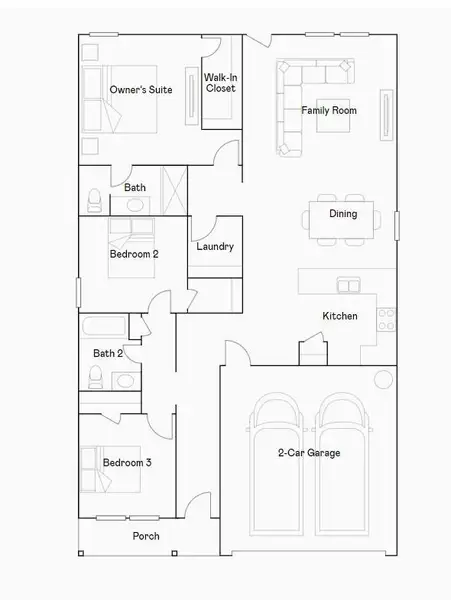 2D floor plan layout of this home in The Grand Prairie: Watermill Collection, Hockley, TX (Image 2).