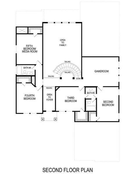 2D floor plan layout of this home in Cambridge Estates - Harwood, Prosper, TX (Image 3).