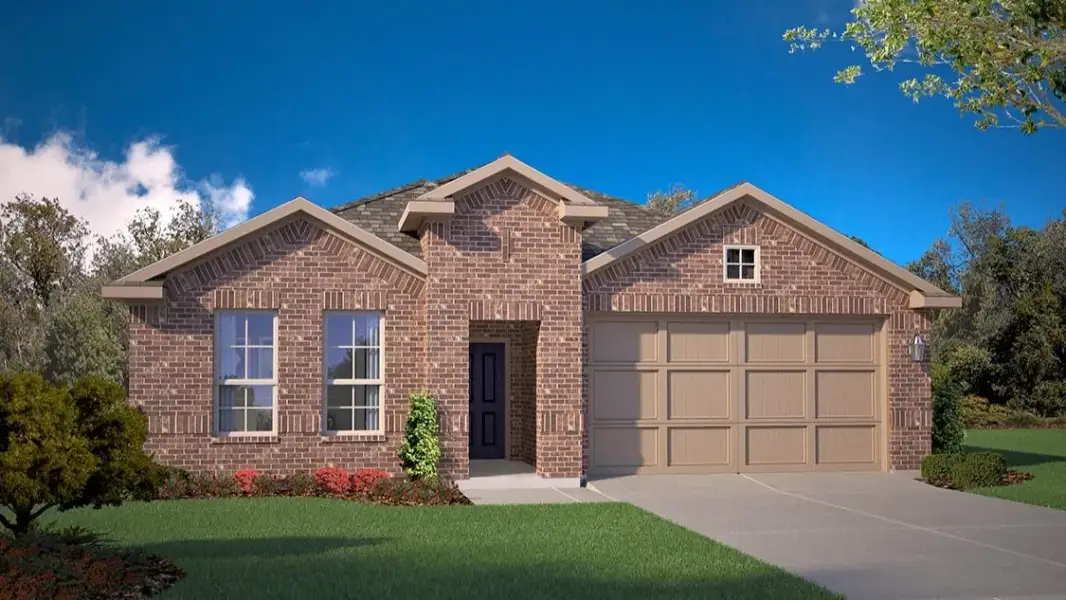 Front exterior of a new home in Yukon Ridge, Odessa, TX, highlighting curb appeal (Image 17).