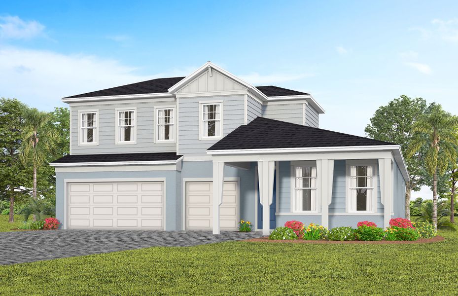 Representative exterior photo of a completed home built from the Mahogany Grand by Pulte Homes in Lakehaven Estates, Clermont, FL (Image 23). Representative exterior photo of a completed home built from the Mahogany Grand by Pulte Homes in Lakehaven Estates, Clermont, FL (Image 23).