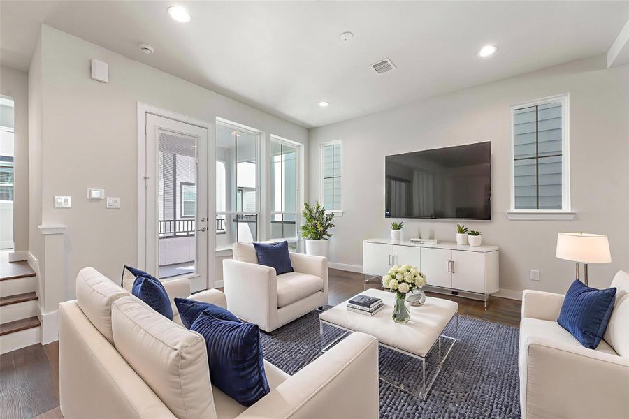 Furnished interior view inside a new home in The Corner At Buffalo Pointe, Houston (Image 12). Furnished interior view inside a new home in The Corner At Buffalo Pointe, Houston (Image 12).