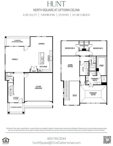2D floor plan layout of this home in North Square at Uptown, Celina, TX (Image 5).
