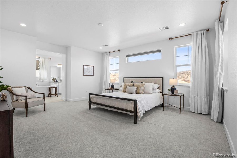 Spacious primary bedroom with views forever