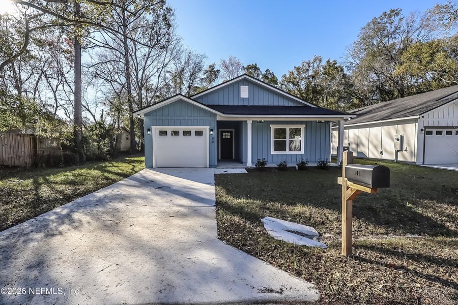 Front exterior of a new home in , Baldwin, FL, highlighting curb appeal (Image 1). Front exterior of a new home in , Baldwin, FL, highlighting curb appeal (Image 1).