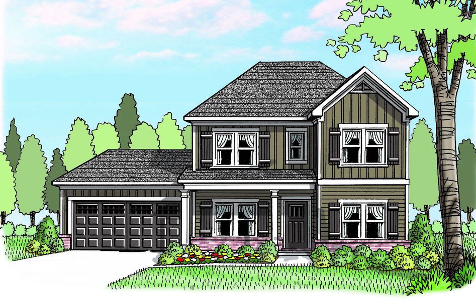 Representative exterior photo of a completed home built from the (GA)The Jefferson | Front Entry by Reliant Homes in Harmony Farms, Eatonton, GA (Image 8).