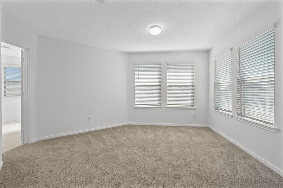 This sitting room joined with the primary bedroom is perfect for sitting with a book, an office, workout room, or even a nursery. The possibilities are endless and makes the primary suite an oasis of privacy.