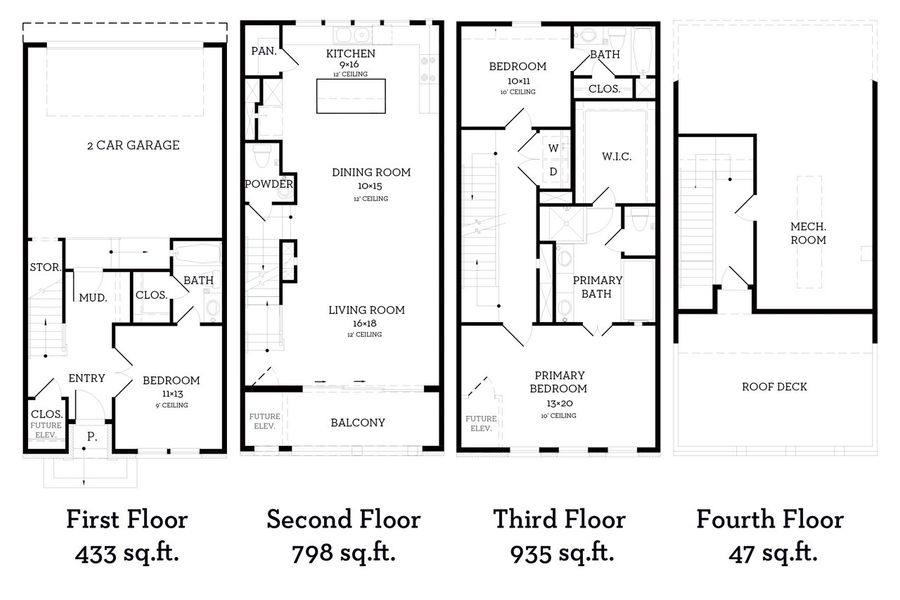 2D floor plan layout of this home in The Brownstones at East Quarter, Dallas, TX (Image 2). 2D floor plan layout of this home in The Brownstones at East Quarter, Dallas, TX (Image 2).