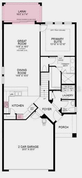 Structural options added include: gourmet kitchen, pocket sliding glass door at great room, and covered lanai.