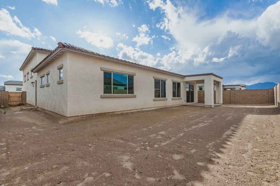 Exterior details and patio area of a home in Valencia at Granite Vista, Waddell (Image 18).
