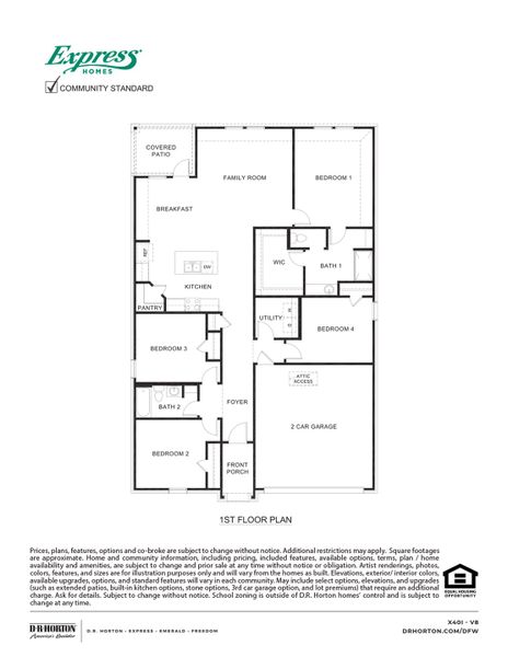 2D floor plan layout of this home in Cartwright Ranch, Crandall, TX (Image 3).