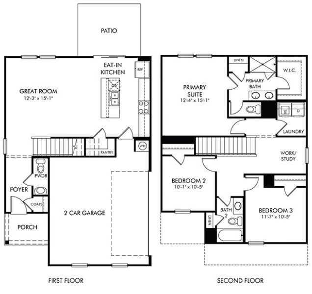 2D floor plan layout of this home in Avery Farms - Ridge Series, Murfreesboro, TN (Image 2).