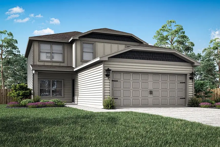 Rendering of Primrose to be built at 8424 White Wolf Trail. Interior finishes may differ, then shown in photos. Estimated construction completion Nov 2025