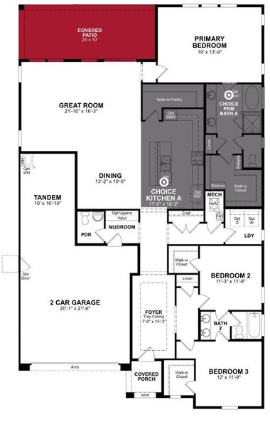2D floor plan layout of this home in Marbella at Windrose, Waddell, AZ (Image 4).