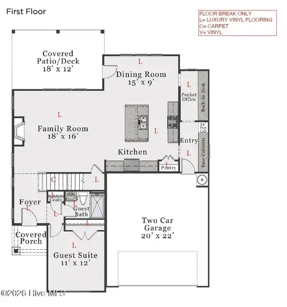 2D floor plan layout of this home in Coastal Haven, Leland, NC (Image 3).