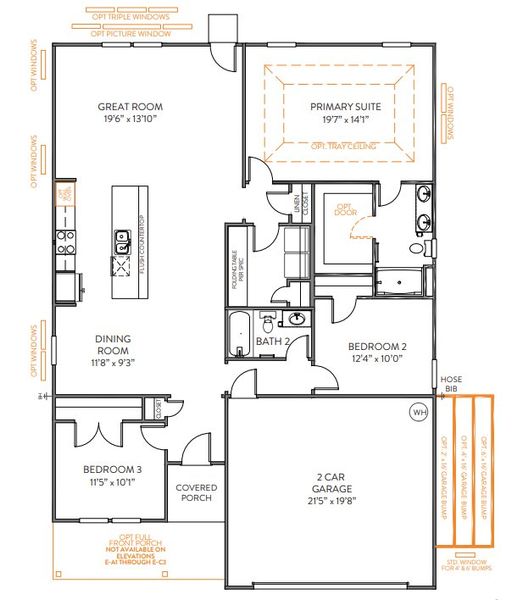 2D floor plan layout for the TA1600 by True Homes in Beaver Creek, Statesville, NC (Image 3).