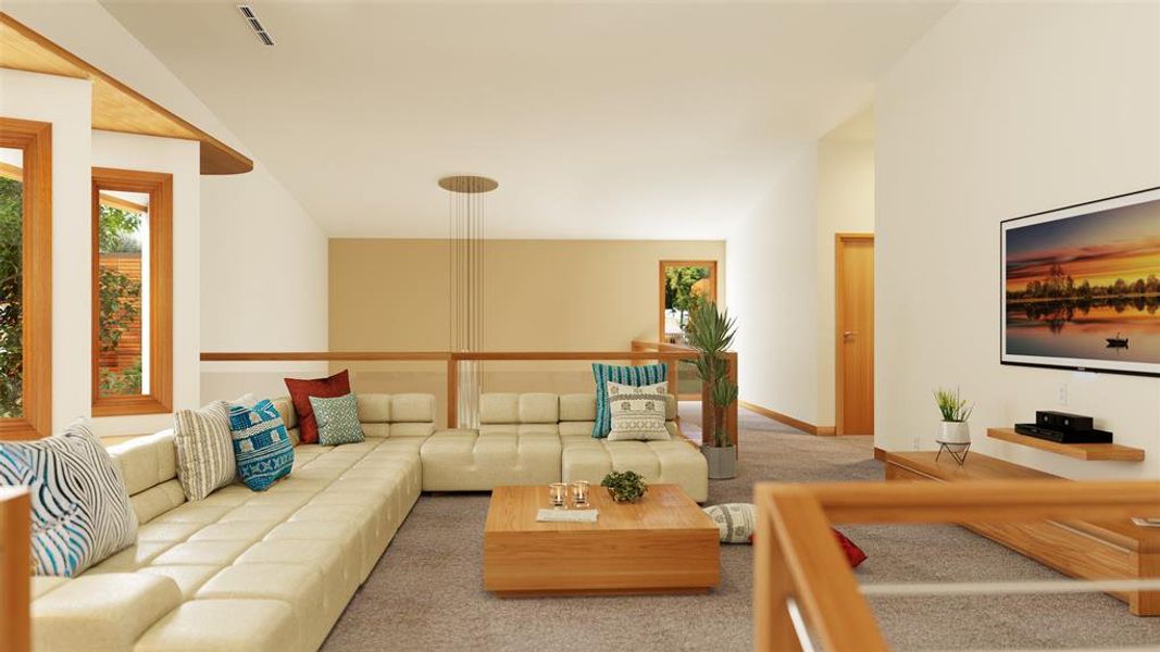 View of carpeted living area