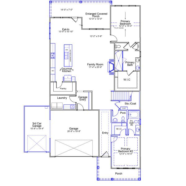 2D floor plan layout of this home in Indigo at Abbey Preserve, Wilmington, NC (Image 3).