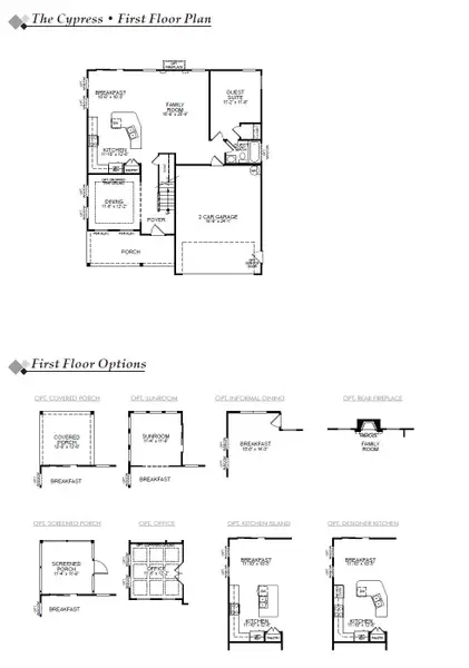2D floor plan layout for the Cypress by Eastwood Homes in Arbordale Reserve, Blythewood, SC (Image 3).