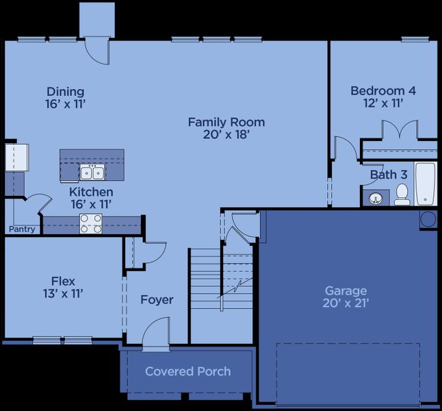 2D floor plan layout for the Charlton by UnionMain Homes in Austin Springs, Bethlehem, GA (Image 4).