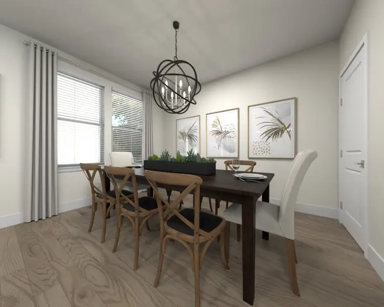 The open-concept floorplan allows for an easy flow between the kitchen and dining areas. The open-concept floorplan allows for an easy flow between the kitchen and dining areas.