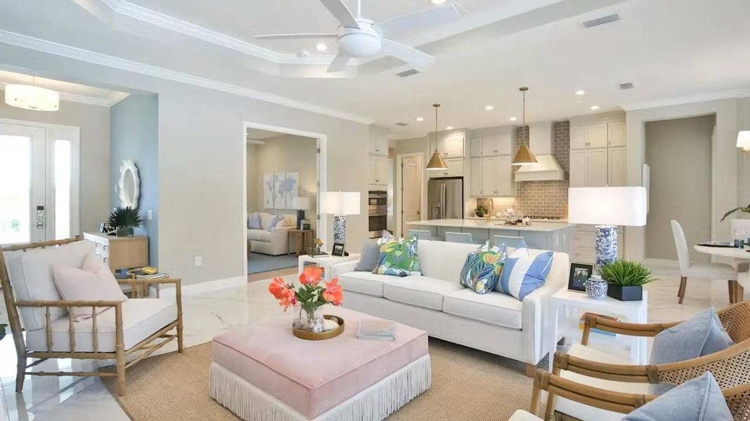 Furnished interior view inside a new home in Boca Royale Golf & Country Club Real Estate and Homes for Sale in Englewood, FL - Neal Communities, Englewood (Image 12). Furnished interior view inside a new home in Boca Royale Golf & Country Club Real Estate and Homes for Sale in Englewood, FL - Neal Communities, Englewood (Image 12).
