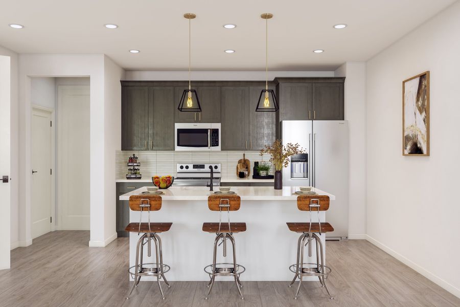 Representative furnished interior of a home built from the A by Tri Pointe Homes in Candelas Townhomes, Arvada (Image 24).