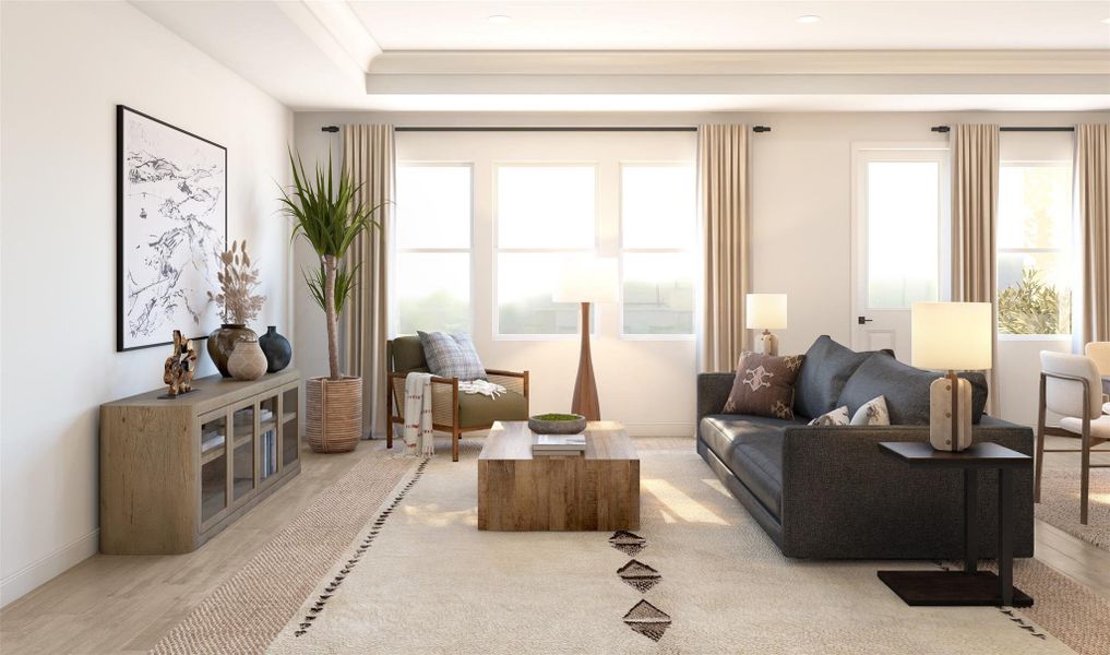 Sun-lit great room (*Artist rendering used for illustration purposes only.)