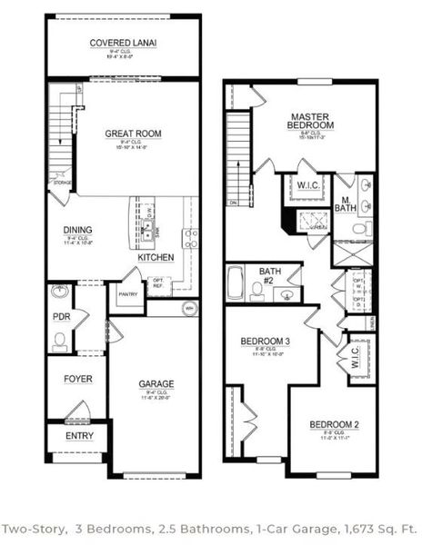 2D floor plan layout of this home in Brentwood, Davenport, FL (Image 1).